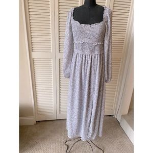 ASTR the Label Floral Printed Long Dress Blue Brown Multi Floral Sz. M Medium